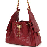 Chanel Small 25 Hobo Bag Dark Red Caviar Antique Gold Hardware