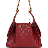 Chanel Small 25 Hobo Bag Dark Red Caviar Antique Gold Hardware