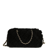 Chanel Mini Timeless Classic Barrel Bag with Chain Black Shearling Light Gold Hardware