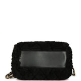 Chanel Mini Timeless Classic Barrel Bag with Chain Black Shearling Light Gold Hardware