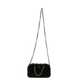 Chanel Mini Timeless Classic Barrel Bag with Chain Black Shearling Light Gold Hardware