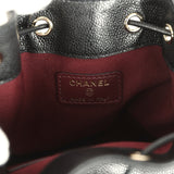 Chanel Mini Top Handle Bucket Bag with Chain Black Shiny Caviar Light Gold Hardware