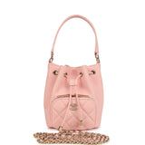 Chanel Mini Top Handle Bucket Bag with Chain Pink Shiny Caviar Light Gold Hardware