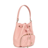Chanel Mini Top Handle Bucket Bag with Chain Pink Shiny Caviar Light Gold Hardware