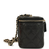 Chanel Small Classic Vanity Case Black Shiny Caviar Light Gold Hardware