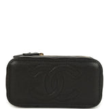 Chanel Small Classic Vanity Case Black Shiny Caviar Light Gold Hardware