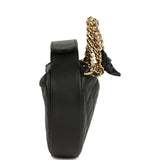 Chanel Mini Round Hobo Pouch Bag Black Shiny Caviar Mixed Metal Hardware