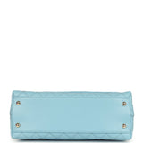 Chanel Medium Coco Top Handle Flap Bag Light Blue Shiny Caviar Light Gold Hardware