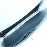 Chanel Medium Coco Top Handle Flap Bag Light Blue Shiny Caviar Light Gold Hardware