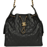 Chanel Medium 25 Hobo Bag Black Caviar Antique Gold Hardware