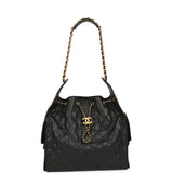 Chanel Medium 25 Hobo Bag Black Caviar Antique Gold Hardware