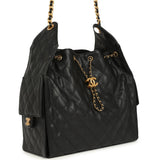 Chanel Medium 25 Hobo Bag Black Caviar Antique Gold Hardware
