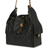 Chanel Medium 25 Hobo Bag Black Caviar Antique Gold Hardware