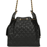 Chanel Medium 25 Hobo Bag Black Caviar Antique Gold Hardware