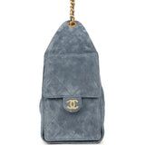 Chanel Small 25 Hobo Bag Blue Suede Antique Gold Hardware