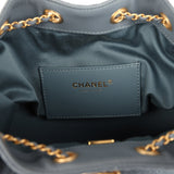 Chanel Small 25 Hobo Bag Blue Suede Antique Gold Hardware