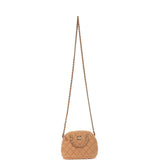 Chanel Small Coco Crossbody Bag Light Brown Shearling Light Gold Hardware