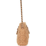 Chanel Small Coco Crossbody Bag Light Brown Shearling Light Gold Hardware