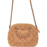 Chanel Small Coco Crossbody Bag Light Brown Shearling Light Gold Hardware