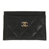 Chanel Classic Card Holder Wallet Black Caviar Gold Hardware