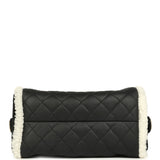 Chanel Small 25 Hobo Bag Black Crumpled Sheepskin and White Shearling Antique Gold Hardware