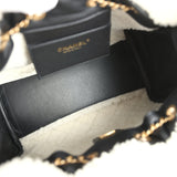 Chanel Small 25 Hobo Bag Black Crumpled Sheepskin and White Shearling Antique Gold Hardware