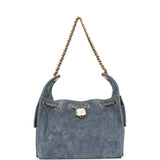 Chanel Small 25 Hobo Bag Blue Suede Antique Gold Hardware - Thumbnail View 7