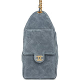 Chanel Small 25 Hobo Bag Blue Suede Antique Gold Hardware - Thumbnail View 3