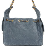 Chanel Small 25 Hobo Bag Blue Suede Antique Gold Hardware - Thumbnail View 4
