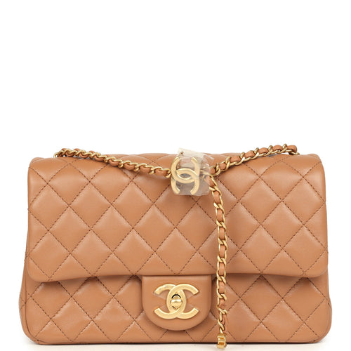 Chanel Small CC Crush Flap Bag Caramel Lambskin Brushed Gold Hardware