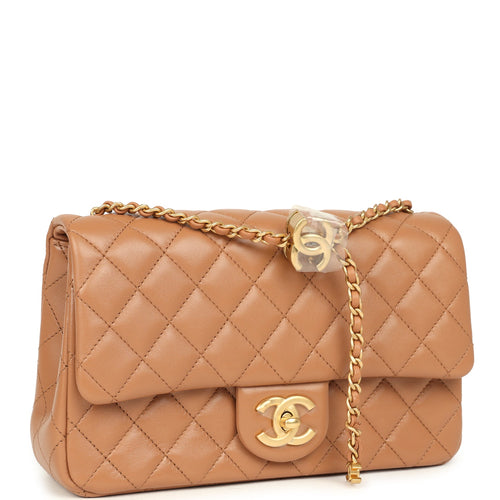 Chanel Small CC Crush Flap Bag Caramel Lambskin Brushed Gold Hardware