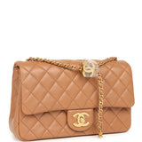 Chanel Small CC Crush Flap Bag Caramel Lambskin Brushed Gold Hardware