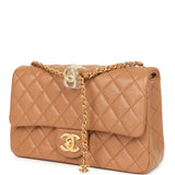 Chanel Small CC Crush Flap Bag Caramel Lambskin Brushed Gold Hardware