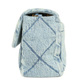 Chanel Large Flap Bag Blue Washed Denim Brushed Gold Hardware