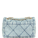 Chanel Large Flap Bag Blue Washed Denim Brushed Gold Hardware