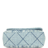 Chanel Large Flap Bag Blue Washed Denim Brushed Gold Hardware