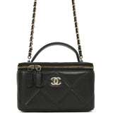 Chanel Small Top Handle Vanity Case Black Caviar Light Gold Hardware