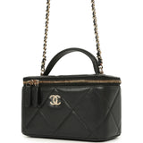 Chanel Small Top Handle Vanity Case Black Caviar Light Gold Hardware