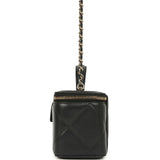 Chanel Small Top Handle Vanity Case Black Caviar Light Gold Hardware