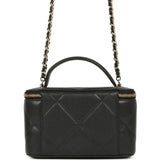 Chanel Small Top Handle Vanity Case Black Caviar Light Gold Hardware