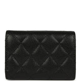 Chanel Small Classic Flap Wallet Black Shiny Caviar Light Gold Hardware