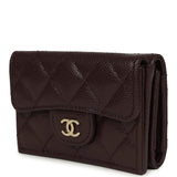Chanel Small Classic Flap Wallet Dark Brown Shiny Caviar Light Gold Hardware