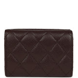 Chanel Small Classic Flap Wallet Dark Brown Shiny Caviar Light Gold Hardware