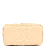Chanel Small Top Handle Vanity Case Light Beige Lambskin Light Gold Hardware