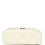 Chanel Micro Top Handle Vanity Case Bag Charm White Shiny Caviar Light Gold Hardware