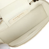 Chanel Micro Top Handle Vanity Case Bag Charm White Shiny Caviar Light Gold Hardware