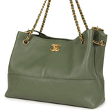 Chanel Small Coco Hobo Bag Khaki Calfskin Antique Gold Hardware