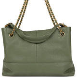 Chanel Small Coco Hobo Bag Khaki Calfskin Antique Gold Hardware