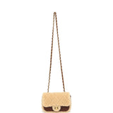 Chanel Mini Shearling Flap Bag Brown Lambskin Brushed Gold Hardware