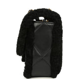 Chanel Medium Shearling Flap Bag Black Lambskin Brushed Gold Hardware